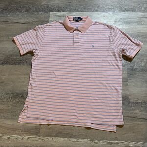 Polo Ralph Lauren Mens XL Classic Fit Pink & Blue Striped Polo Shirt Cotton